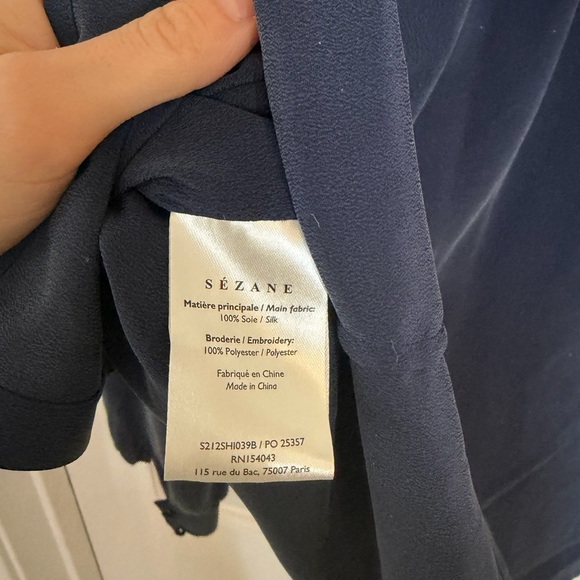 Sezane Chlo Shirt Navy 34/2 - Picture 8 of 9